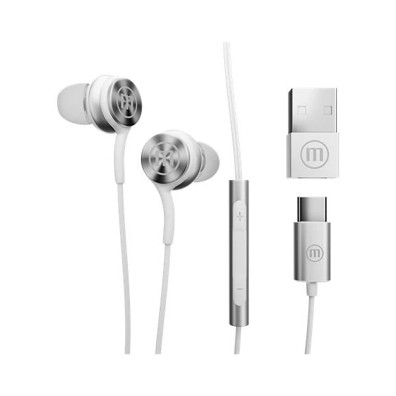 Fülhallgató, mikrofonnal, USB-C, MAXELL "XC1", fehér