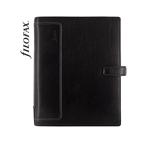 Kalendárium, gyűrűs, betétlapokkal, A5 méret, FILOFAX, "Holborn", fekete