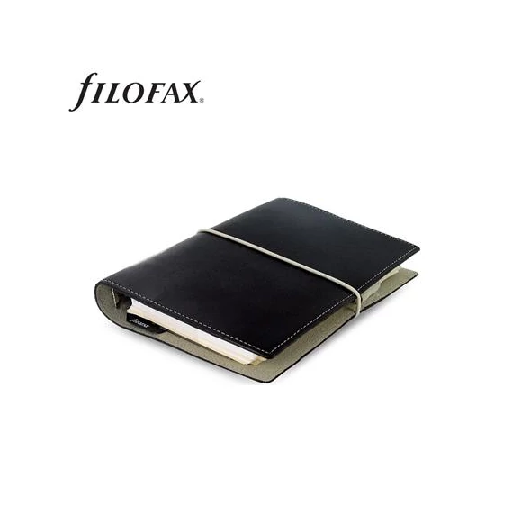 Kalendárium, gyűrűs, betétlapokkal, personal méret, FILOFAX, "Domino", fekete