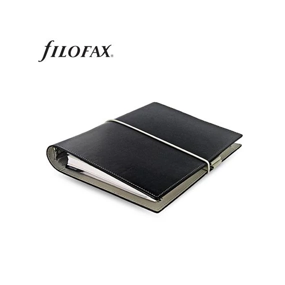 Kalendárium, gyűrűs, betétlapokkal, A5 méret, FILOFAX, "Domino", fekete