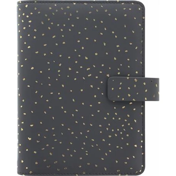 Kalendárium, gyűrűs, betétlapokkal, pocket méret, FILOFAX, "Confetti", fekete