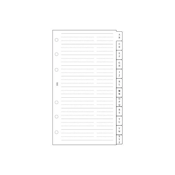 Kalendárium betét, telefonregiszter, "L", SATURNUS, fehér