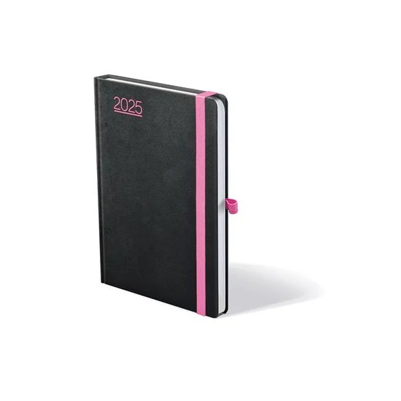 Naptár, tervező, A5, napi, TOPTIMER, "Nero", fekete-pink