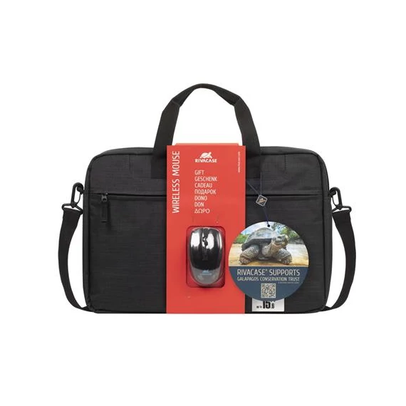 Notebook táska, 15,6", vezeték nélküli egérrel, RIVACASE "Regent 8038", fekete