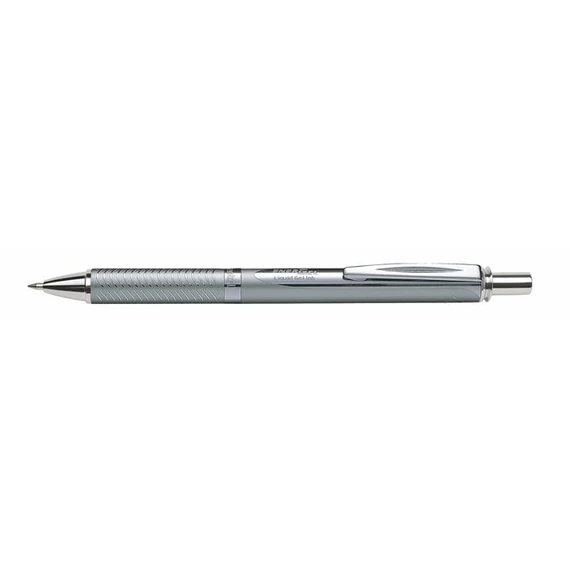 Zseléstoll, 0,35 mm, nyomógombos, ezüst tolltest, PENTEL "EnerGel BL-407" kék
