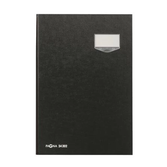 Aláírókönyv, A4, 20 rekeszes, karton, PAGNA, fekete