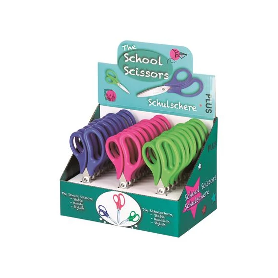Olló display, iskolai, 14,5 cm, PLUS "Fitcut Smart", 3 különböző szín