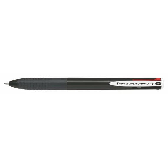 Golyóstoll, 0,27 mm, nyomógombos, fekete, PILOT "Super Grip G", négyszínű
