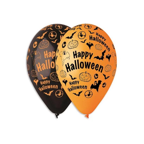 Léggömb, 30 cm, "Happy Halloween", 10 db/csomag