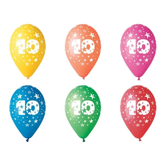 Léggömb, 26 cm, számos, 10 Léggömb, 26 cm, számos, 10