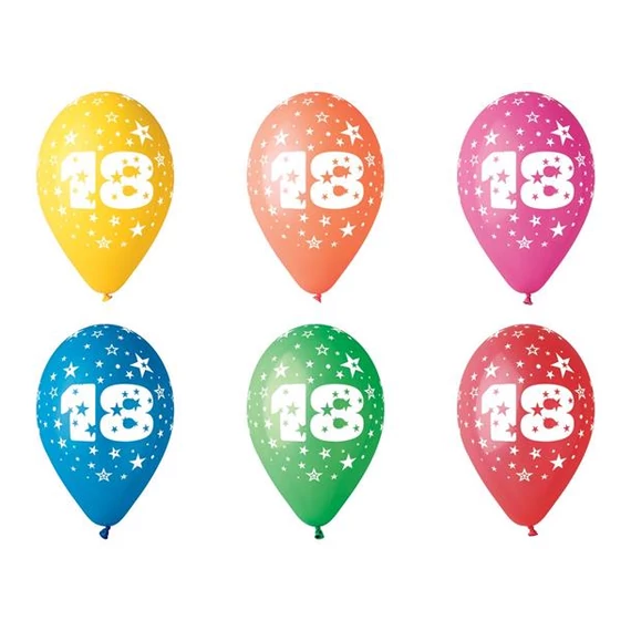 Léggömb, 26 cm, számos, 18 Léggömb, 26 cm, számos, 18