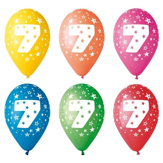 Léggömb, 26 cm, számos, 7 Léggömb, 26 cm, számos, 7