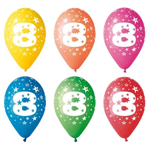 Léggömb, 26 cm, számos, 8 Léggömb, 26 cm, számos, 8