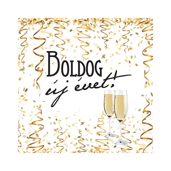 Szalvéta, 3 rétegű, 33 x 33 cm, "Boldog Új évet"