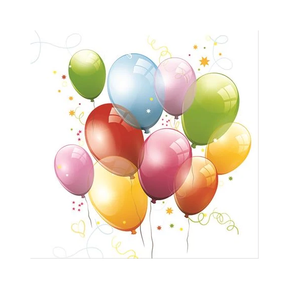 Szalvéta, 3 rétegű, 33x33 cm, léggömb minta