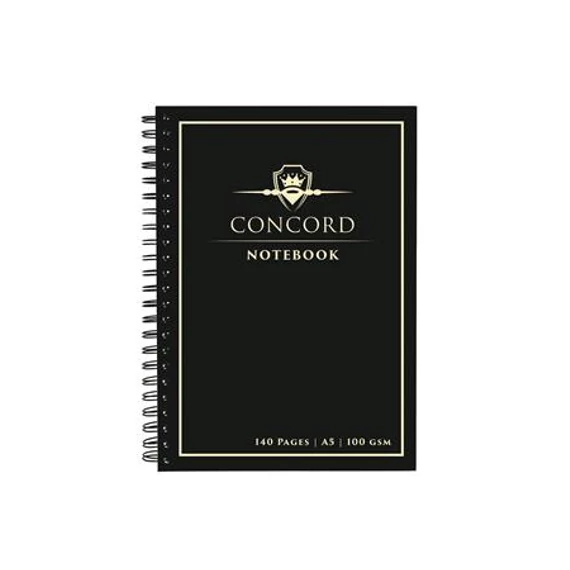 Spirálfüzet, A5, vonalas, 70 lap, CONCORD, fekete Spirálfüzet, A5, vonalas, 70 lap, CONCORD, fekete