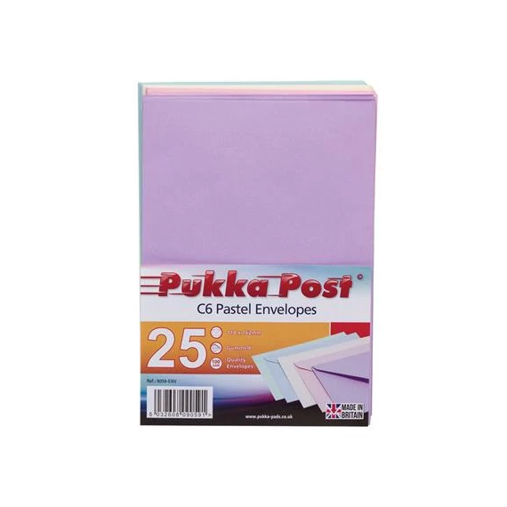 Boríték, C6, szilikonos, PUKKA PAD "Pastel", vegyes színek