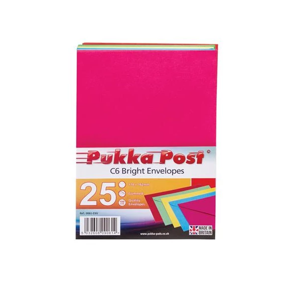 Boríték, C6, szilikonos, PUKKA PAD "Bright", vegyes színek