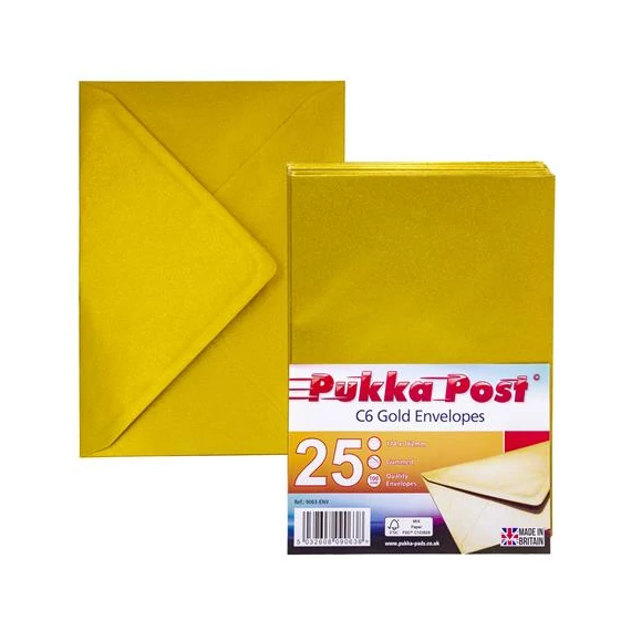 Boríték, C6, szilikonos, PUKKA PAD "Gold", arany