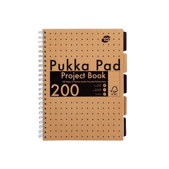 Spirálfüzet, A4, vonalas, 100 lap, PUKKA PAD "Kraft project book"