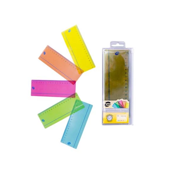 Vonalzó készlet, műanyag, 18 cm, PUKKA PAD "Irlen", 5 különböző szín