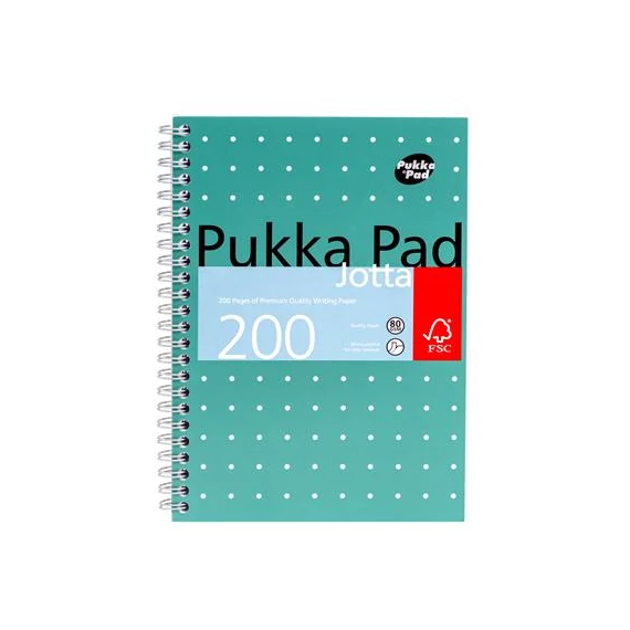 Spirálfüzet, A5, vonalas, 100 lap, PUKKA PAD, "Metallic Jotta"