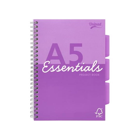 Spirálfüzet, A5, vonalas, 100 lap, PUKKA PAD "Unipad Essentials Project Book", vegyes