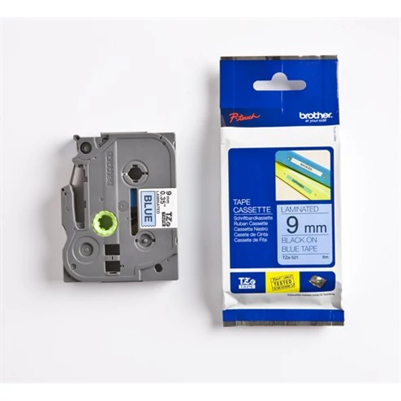 Feliratozógép szalag, 9 mm x 8 m, BROTHER, "TZe-521" kék-fekete Feliratozógép szalag, 9 mm x 8 m, BROTHER, "TZe-521" kék-fekete