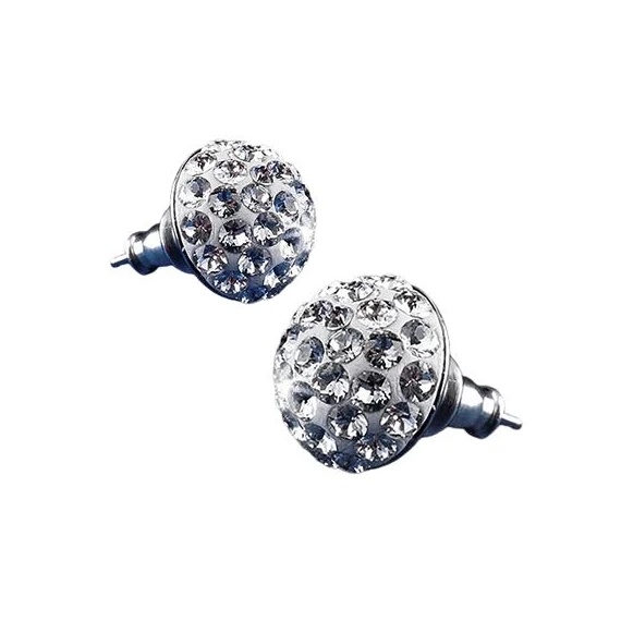 Fülbevaló, félgömb, natúr fehér SWAROVSKI® kristállyal, 10mm, ART CRYSTELLA®