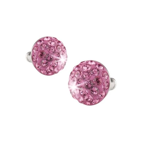Fülbevaló, félgömb, rózsaszín, SWAROVSKI® kristállyal, 10mm, ART CRYSTELLA®