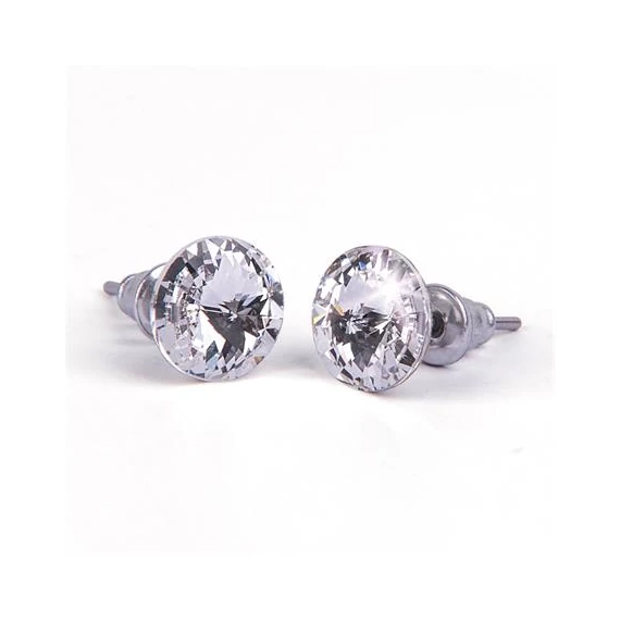 Fülbevaló, fehér SWAROVSKI® kristállyal, csúcsos, 8mm, ART CRYSTELLA®