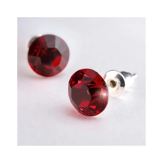 Fülbevaló, siam sötét piros SWAROVSKI® kristállyal, 8mm, ART CRYSTELLA®
