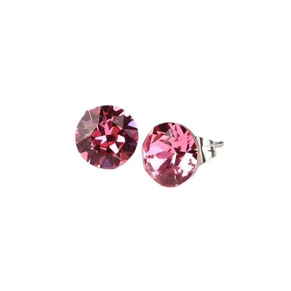 Fülbevaló, rózsaszín SWAROVSKI® kristállyal, 8 mm, ART CRYSTELLA®