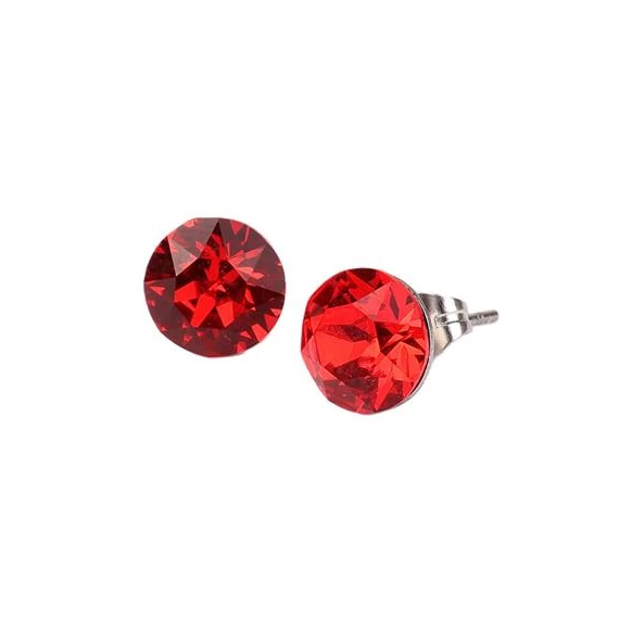 Fülbevaló, light siam piros SWAROVSKI® kristállyal, 8 mm, ART CRYSTELLA®