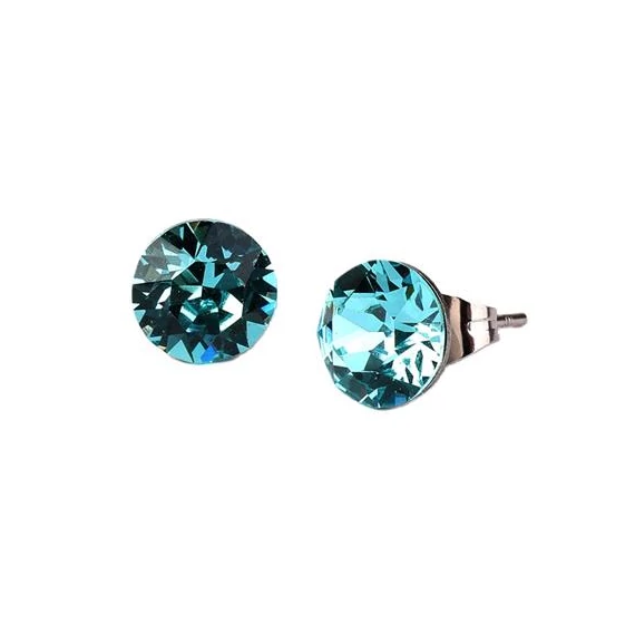 Fülbevaló, light türkíz SWAROVSKI® kristállyal, 8 mm, ART CRYSTELLA®