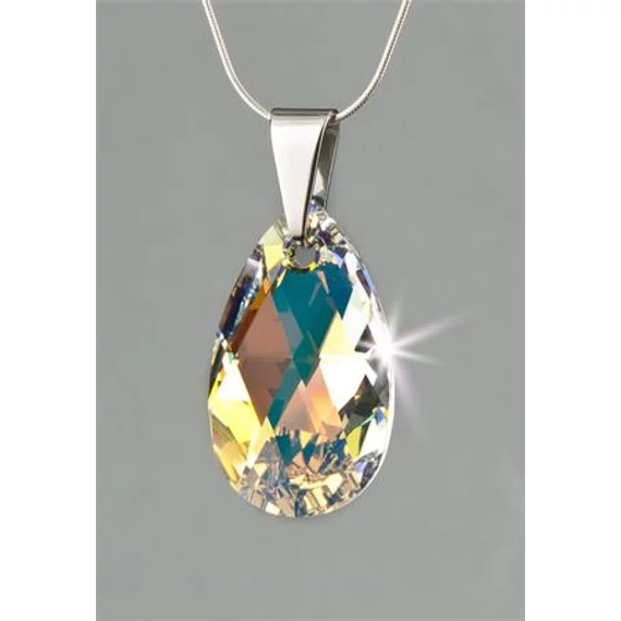 Nyaklánc, esőcsepp formájú, színjátszós fehér SWAROVSKI® kristállyal, 16mm, ART CRYSTELLA®