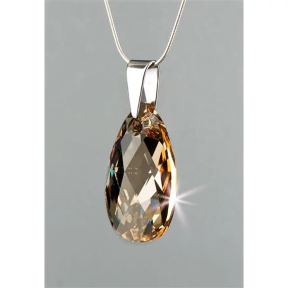 Nyaklánc, esőcsepp formájú, pezsgő színű SWAROVSKI® kristállyal, 16mm, ART CRYSTELLA®