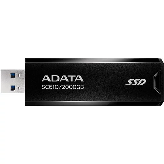 SSD (külső memória), 2TB, USB 3.2, 500/550MB/s, ADATA "SC610", fekete-piros