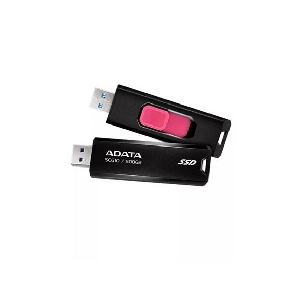 SSD (külső memória), 500GB, USB 3.2, 500/550MB/s, ADATA "SC610", fekete-piros