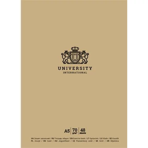Füzet, tűzött, A5, vonalas, 48 lap, SHKOLYARYK "University International", vegyes