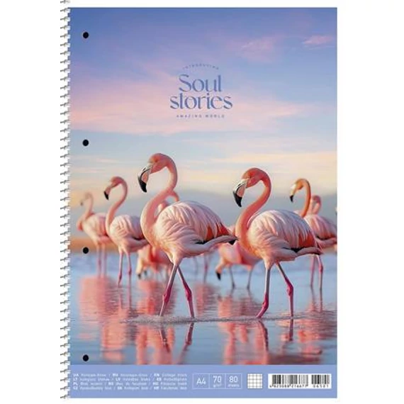 Spirálfüzet, A4, kockás, 80 lap, SHKOLYARYK "Soul stories", vegyes