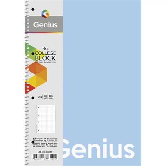 Spirálfüzet, A4, vonalas, 80 lap, PP borító, SHKOLYARYK "Genius Pastel", vegyes