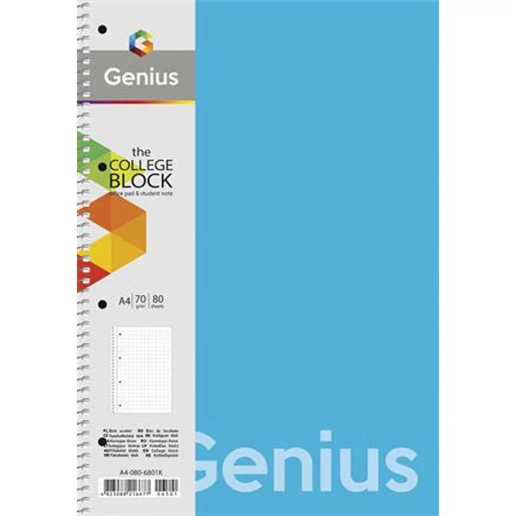 Spirálfüzet, A4, kockás, 80 lap, PP bortító, SHKOLYARYK "Genius", vegyes