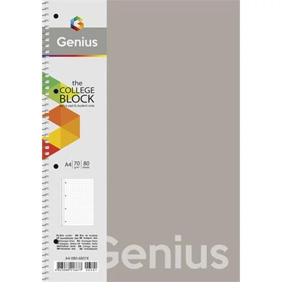 Spirálfüzet, A4, vonalas, 80 lap, PP borító, SHKOLYARYK "Genius", vegyes