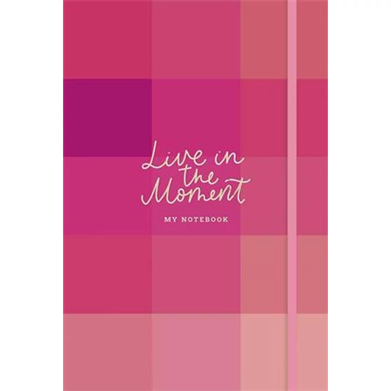 Jegyzetfüzet, A5, vonalas, sima, pontrácsos, 96 lap, keményfedeles, SHKOLYARYK "Live in the moment", vegyes minta