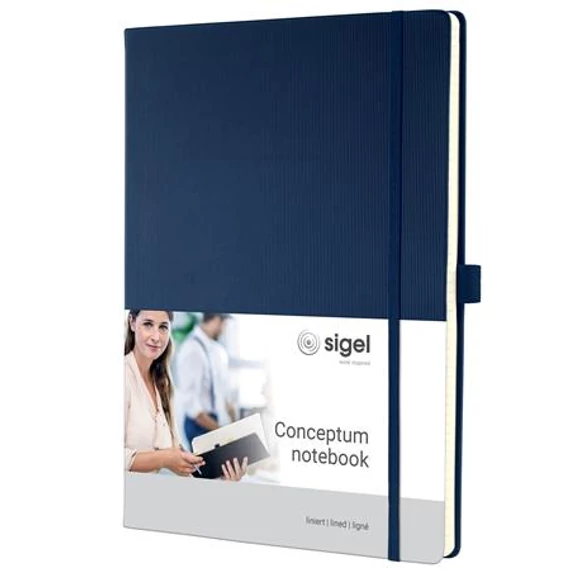 Jegyzetfüzet, exkluzív, A4, vonalas, 97 lap, keményfedeles, SIGEL "Conceptum", éjkék