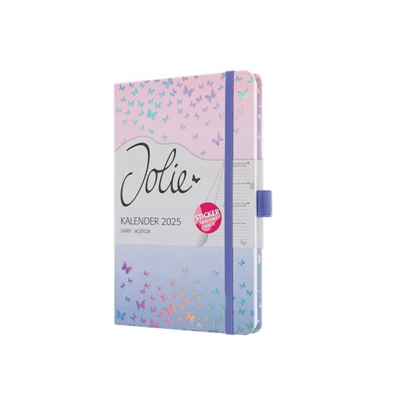 Naptár, A5, heti, 2025, kemény borító, SIGEL "Jolie", Butterfly Confetti Candy