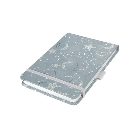 Jegyzetfüzet, exkluzív, 110x79 mm, pontrácsos, 79 lap, keményfedeles, SIGEL "Jolie" Cosmic Fantasy Grey