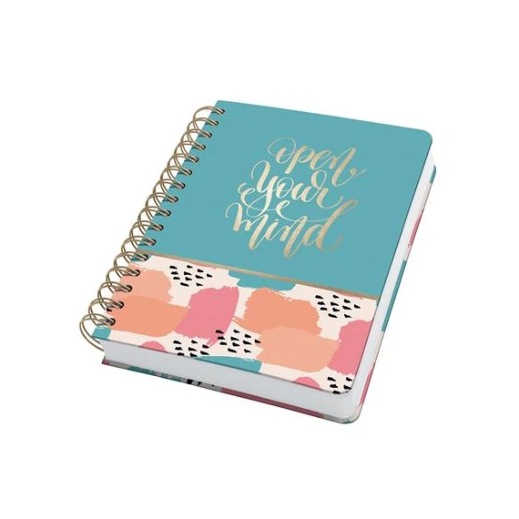 Spirálfüzet, 168x215 mm, pontrácsos, 120 lap, keményfedeles, SIGEL "Jolie", Open your mind Spirálfüzet, 168x215 mm, pontrácsos, 120 lap, keményfedeles, SIGEL "Jolie", Open your mind