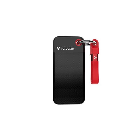 SSD (külső memória) 1TB, USB 3.2 Gen2, VERBATIM "Pocket SSD", fekete/piros SSD (külső memória) 1TB, USB 3.2 Gen2, VERBATIM "Pocket SSD", fekete/piros